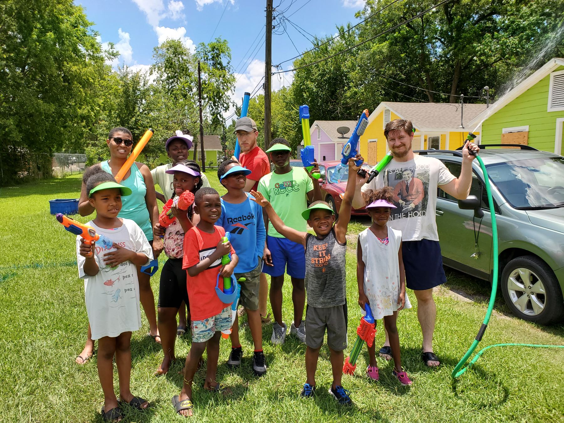 Children enjoying an outdoor water activity